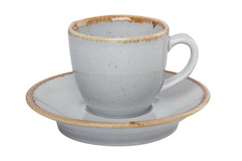 04ALM001722 FILIŻANKA DO ESPRESSO ASHEN 80 ml BEZ SPODKA PORCELANA PORLAND SZARA  POGLĄDOWO ZE SPODKIEM