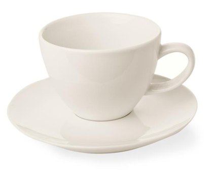 FILIŻANKA ELEGANCKA ZE SPODKIEM CREMA 230 ml PORCELANA KREMOWA