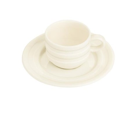 FILIŻANKA ZE SPODKIEM PERLA 90 ml PORCELANA KOŚĆ SŁONIOWA