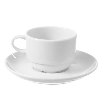 FILIŻANKA SZTAPLOWANA ZE SPODKIEM BIANCO 230ml BIAŁA PORCELANA BIAŁA FINE DINE 799352