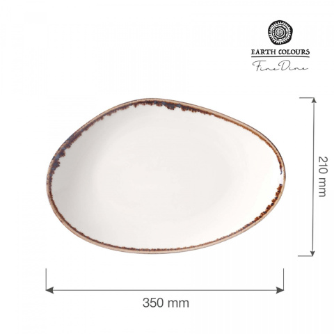 TALERZ O ORGANICZNYM KSZTAŁCIE VANILLA 35 x 21 cm PORCELANA FINE DINE EARTH COLOURS