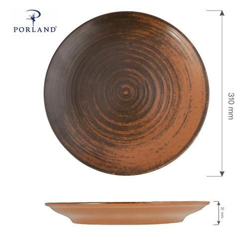 TALERZ PŁYTKI LYKKE BROWN 31 cm PORCELANA BRĄZ