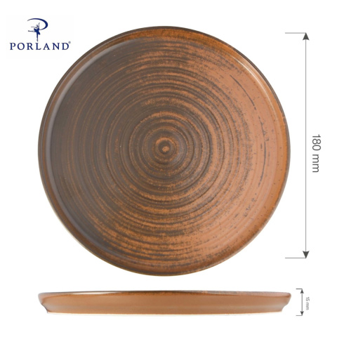 TALERZ PŁYTKI Z WYSOKIM RANTEM LYKKE BROWN 18 cm PORCELANA BRĄZ