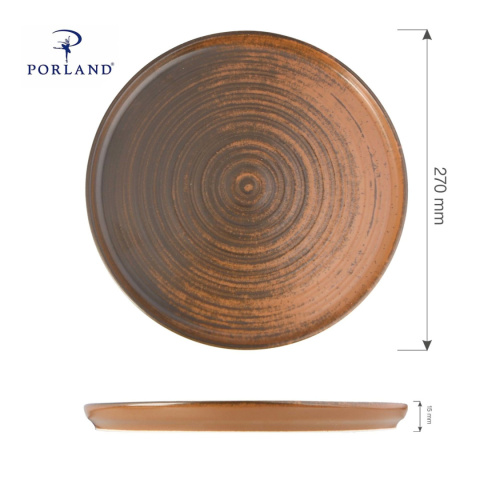 TALERZ PŁYTKI Z WYSOKIM RANTEM LYKKE BROWN 27 cm PORCELANA BRĄZ