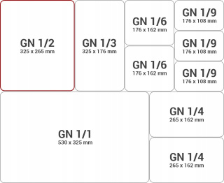 POJEMNIK ZE STALI NIERDZEWNEJ GN 1/4 1,8L 265 x 162 x 65 mm