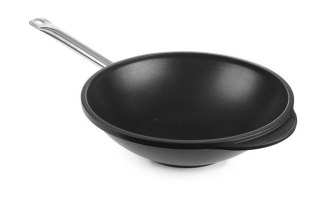 PATELNIA WOK Z ODLEWU ALUMINIUM POWLEKANA TYTANEM ø 320 x 100 mm CZARNA, BEZ POKRYWKI HENDI