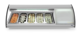 Witryna do sushi chłodnicza 132L 5xGN 1/3 0°C do 6°C nablatowa biała LED Arktic 233757 - 1307x445x327 mm