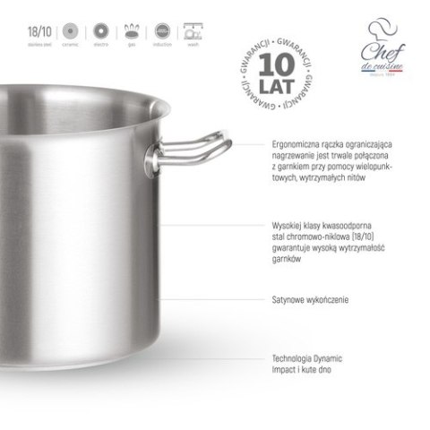 Garnek ze stali nierdzewnej wysoki 22,1l śr. 320x(H)275 mm