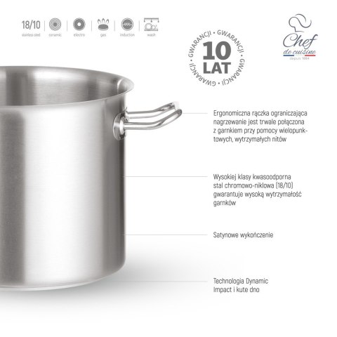 Garnek ze stali nierdzewnej wysoki 22,1l śr. 320x(H)275 mm