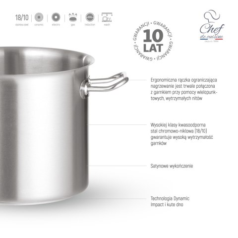 Garnek ze stali nierdzewnej wysoki 22,1l śr. 320x(H)275 mm