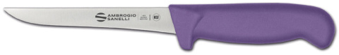 S307.014P Nóż do trybowania Supra Colore, Ambrogio Sanelli wąskie ostrze fioletowy 280mm HACCP