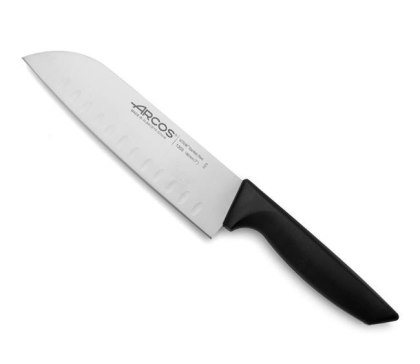 Nóż Santoku 314 mm – Arcos Niza czarny ze szlifem kulowym, ostrze 180 mm