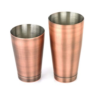 SHAKER BOSTON 2-CZĘŚCIOWY TYPU TIN&TIN 700 ml+500 ml ANTYCZNA MIEDŹ BARFLY