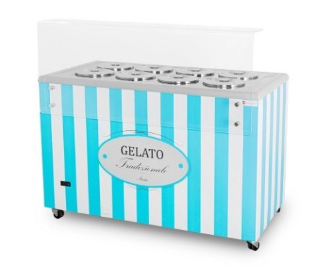 GELATO POZETTI 8 BLUE DYSTRYBUTOR KONSERWATOR DO LODÓW 8 TUB RETRO 1283x670x895 mm