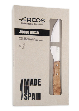 Nóż do steków - zestaw 6 szt., seria FOREST, Arcos, jasne drewno, 6 szt., (L)220mm