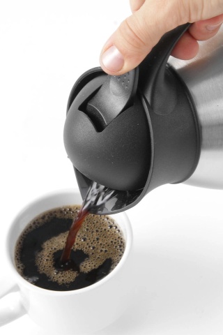 Termos do kawy 1L stalowy z czarnym przyciskiem Hendi 446508 – ø145x205 mm