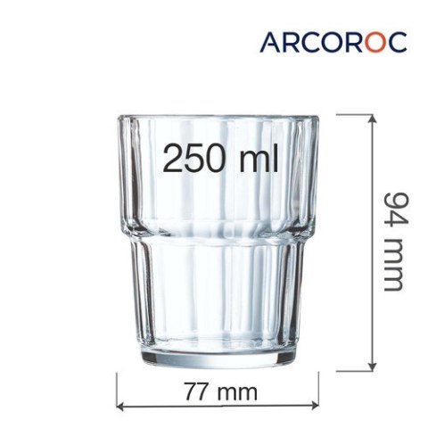 V7535 SZKLANKA NISKA NORVEGE 250ml ARCOROC WYMIARY