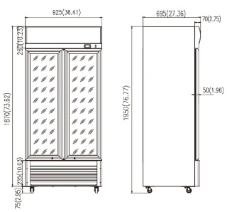 SZAFA CHŁODNICZA 630 L PRZESZKLONA DRZWI PRZESUWNE 925x695x2010 mm RESTO QUALITY RQ800SL