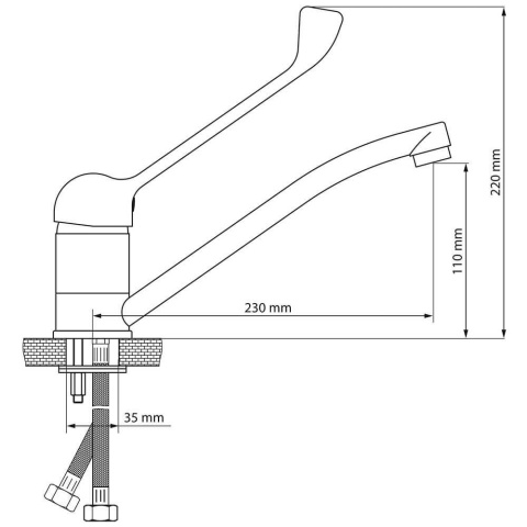 651110 BATERIA GASTRONOMICZNA UMYWALKOWA WYLEWKA 230 mm STALGAST  WYSUNEK Z WYMIARAMI