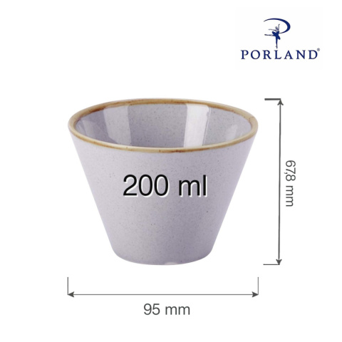 04ALM001427 MISKA STOŻKOWA ASHEN 200 ml 9,5 cm PORCELANA SZARA WYMIARY