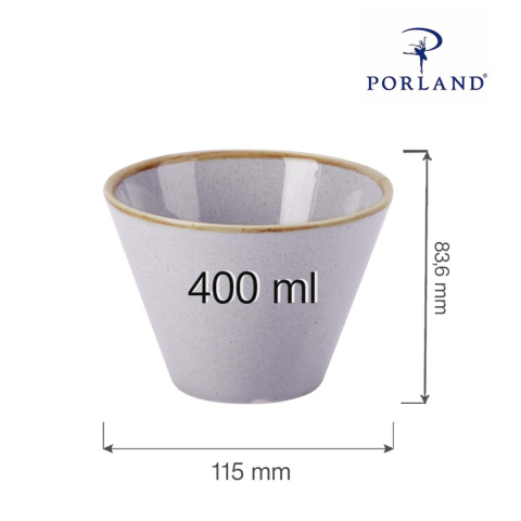 04ALM001437 MISKA STOŻKOWA ASHEN 400 ml 12 cm PORCELANA SZARA WYMIARY