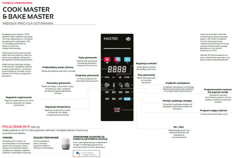 PIEC KONWEKCYJNO-PAROWY 10x600x400 mm PIEKARNICZO-CUKIERNICZY ELEKTRYCZNY Z SYSTEMEM MYJĄCYM 18,9 kW MYCHEF BAKE MASTER 10E TSC