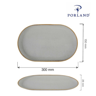 PÓŁMISEK OWALNY ASHEN 30 x 15 cm PORCELANA SZARA 04ALM001954