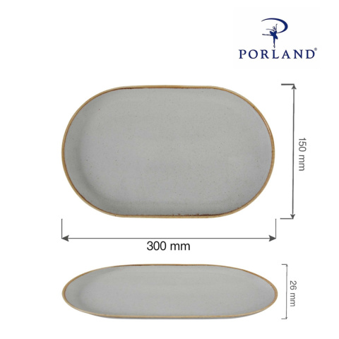 04ALM001954 PÓŁMISEK OWALNY ASHEN 30 x 15 cm PORCELANA SZARA WYMIARY