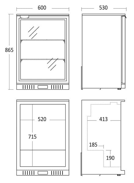 LODÓWKA CHŁODZIARKA BAROWA SZAFA CHŁODNICZA PODBLATOWA 130L 600x520x845 mm RQ-138HC