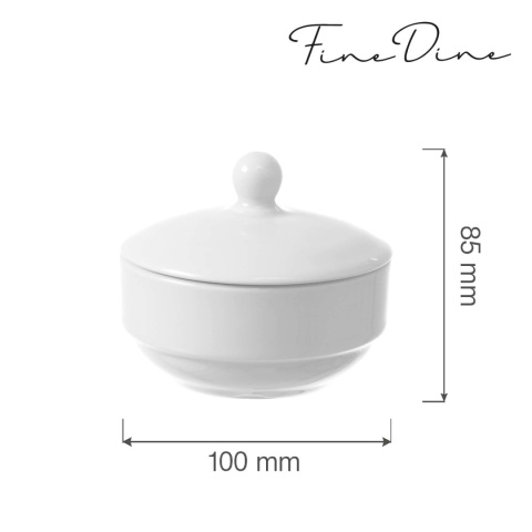 799338 cukiernica biała Bianco porcelana Fine Dine z pokrywką - wymiary