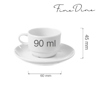 FILIŻANKA SZTAPLOWANA DO ESPRESSO ZE SPODKIEM BIANCO 90 ml BIAŁA