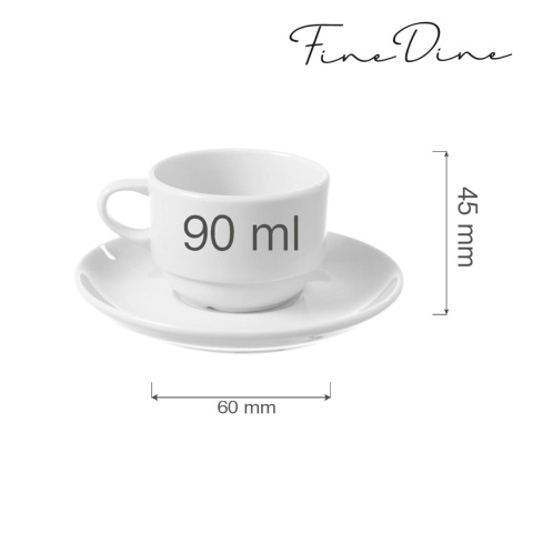 799376 Filiżanka sztaplowana do espresso 90 ml biała z porcelany Fine Dine -2