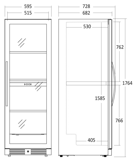 SV1382B Chłodziarka do wina 461 l lodówka dwustrefowa na 138 butelek 595x682x1764 mm -5