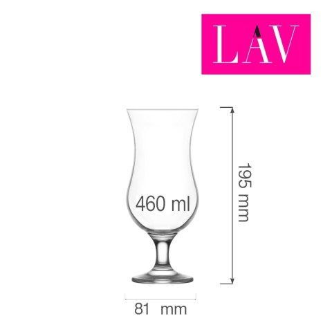 LH-MAM546KH - kieliszek typu hurricane Miami 460 ml do koktajli na nóżce ze szkła hartowanego LAV -4