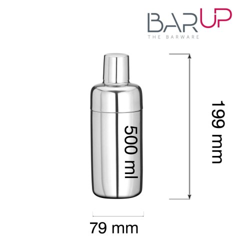 Shaker 3-częściowy Cobbler, BarUp, 0,5L, ⌀79x(H)199mm