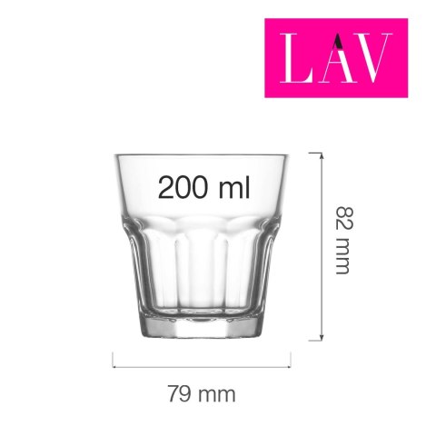 LH-AST220KH szklanka niska do wody Amsterdam LAV 200 ml ze szkła hartowanego -wymiary