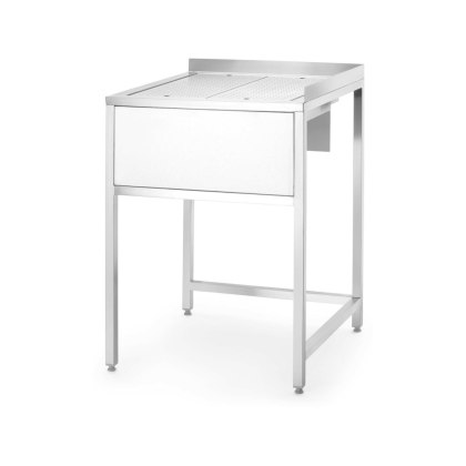 Narożny stół Oxygen Hybrid z ukrytą komorą zlewową i myjką do płukania dzbanków, 650x650x(h)900mm