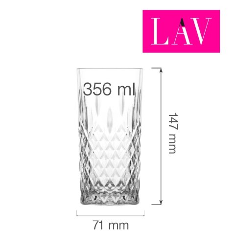 LH-EDN435KH szklanka wysoka zdobiona Edinburg 356 ml ze szkła hartowanego LAV -3