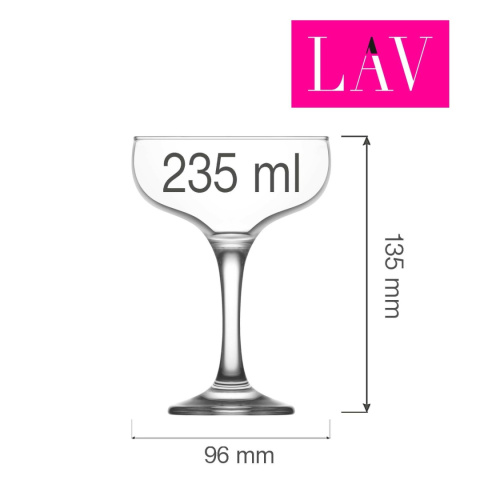 LH-SOF523KH kieliszek do szampana Sofia ze szkła hartowanego LAV 235 ml -3