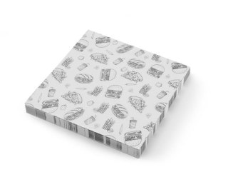Papier pergaminowy HENDI 305x305 mm - 500 szt. z nadrukiem fast food