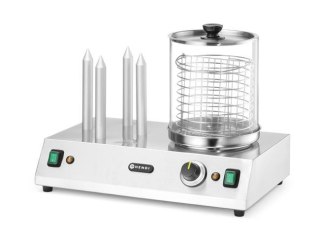 Podgrzewacz do parówek i bułek Hendi 550W – ze szklanym pojemnikiem i koszem na parówki do 24 cm