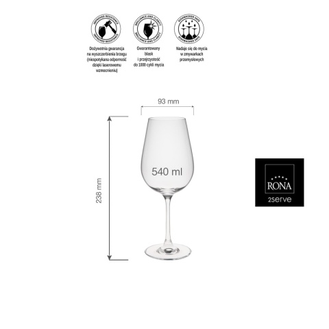 Zbliżenie na szeroką czaszę kieliszka 540ml RONA Zbliżenie na szeroką czaszę kieliszka 540ml RONA
