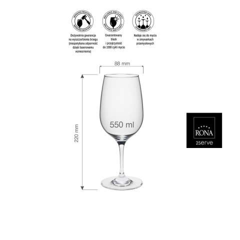 Kieliszek do wina 550 ml ze szkła kryształowego RONA