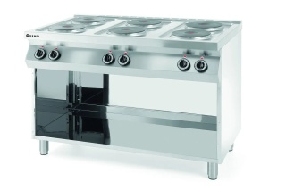 Kuchnia elektryczna 6-płytowa 400V Kitchen Line 15600W, 1200x700x900 mm na podstawie otwartej – HENDI
