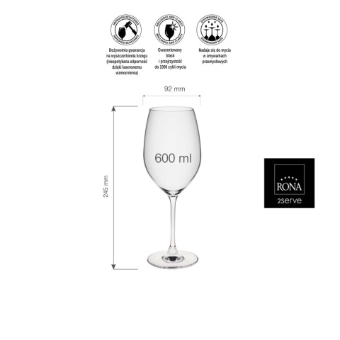 Elegancki kieliszek do wina 600 ml wymiary Elegancki kieliszek do wina 600 ml wymiary