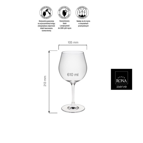 Kryształowy kieliszek 610ml z kolekcji RONA Kryształowy kieliszek 610ml z kolekcji RONA