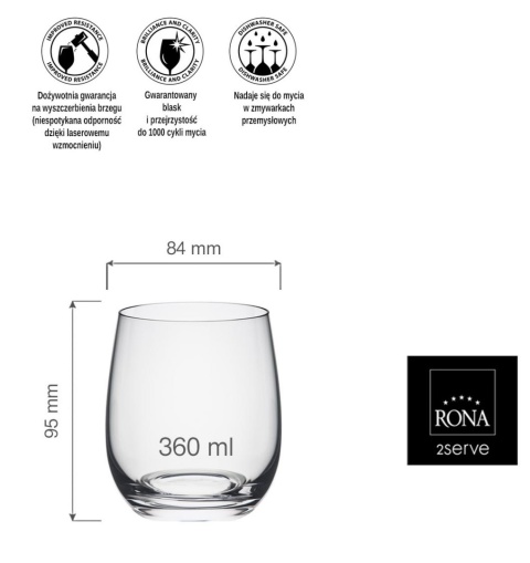 Szklanka niska do whisky, drinków i soków RONA Lunar 360 ml – szkło kryształowe Szklanka niska do whisky, drinków i soków RONA Lunar 360 ml – szkło kryształowe