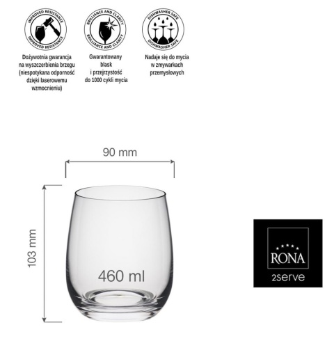 Szklanka pękata do soków i napojów 460 ml – szkło kryształowe