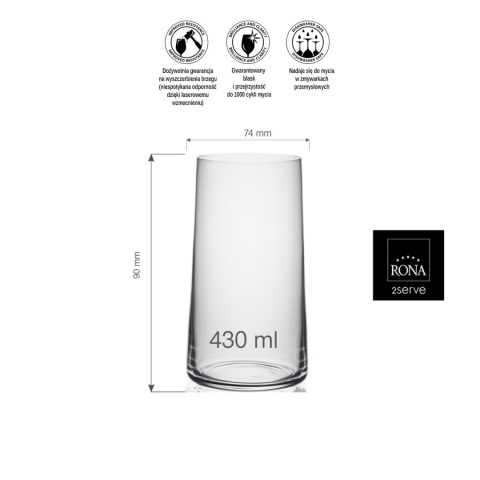 Kryształowa szklanka do long drinków Mode RONA – front