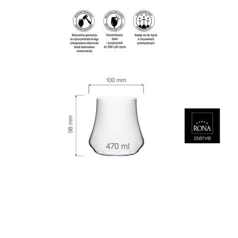 Szkło kryształowe RONA – szklanka Eclipse 470 ml na wodę Szkło kryształowe RONA – szklanka Eclipse 470 ml na wodę